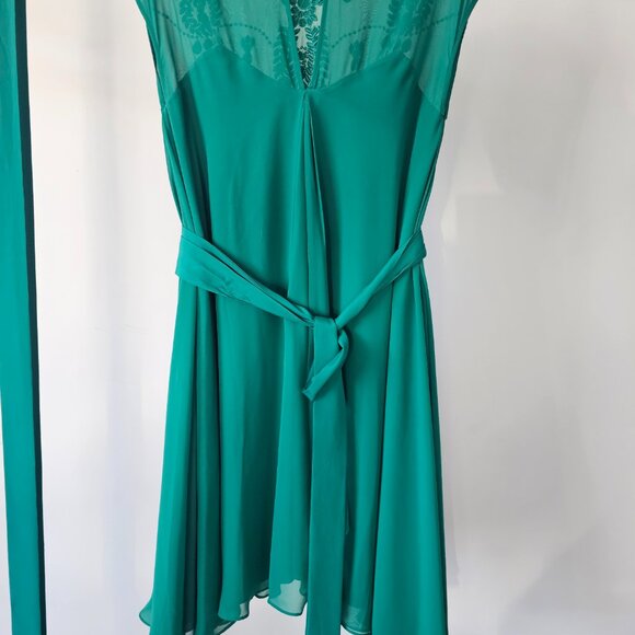 Guess by Marciano Jade Asymetrical Chiffon Beaded Sleeveless Flare Midi Dress - Picture 9 of 10